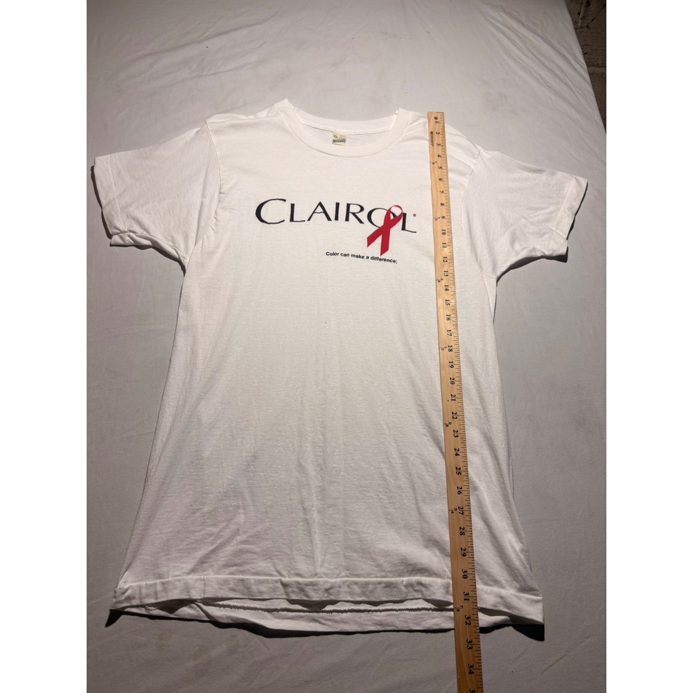 Vintage Clairol Red Ribbon Awareness T-Shirt Screen Stars XL White Cotton USA